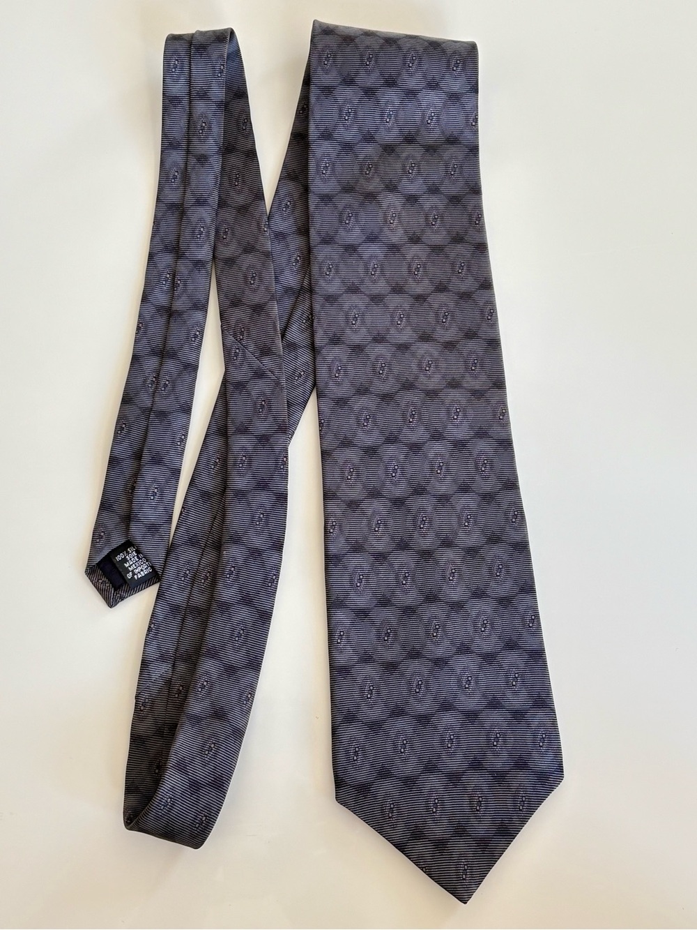 Oscar de la Renta Men's Grey Geometric Silk Tie